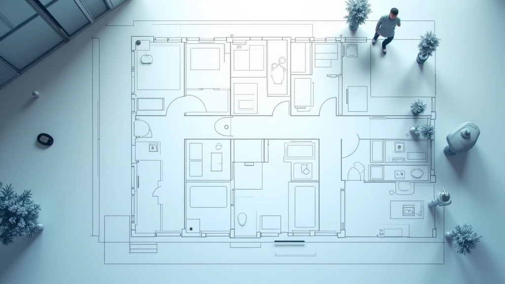 Office building floor plan with door access points marked for keycard system installation